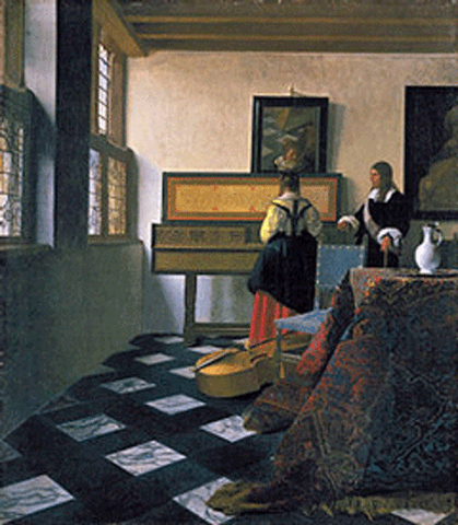 reproductie de muziekles van Johannes Vermeer